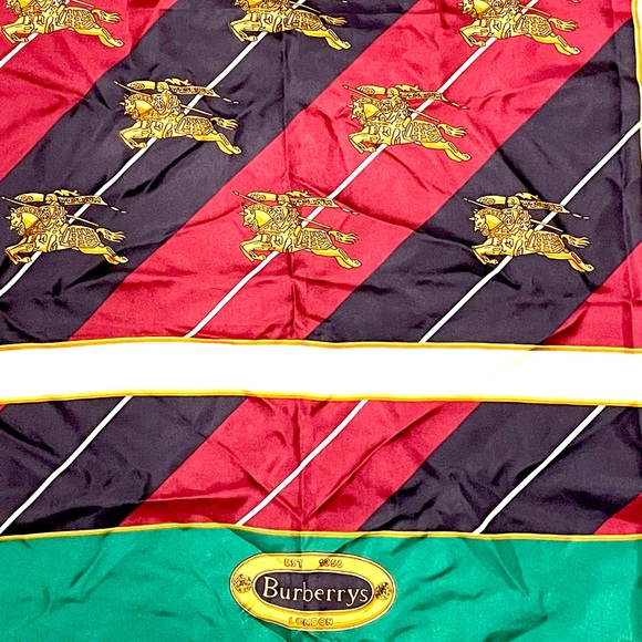 BURBERRY Women’s Prorsum Knight Silk Scarf Hand Rolled Vintage MADE IN ITALY - Picture 3 of 13